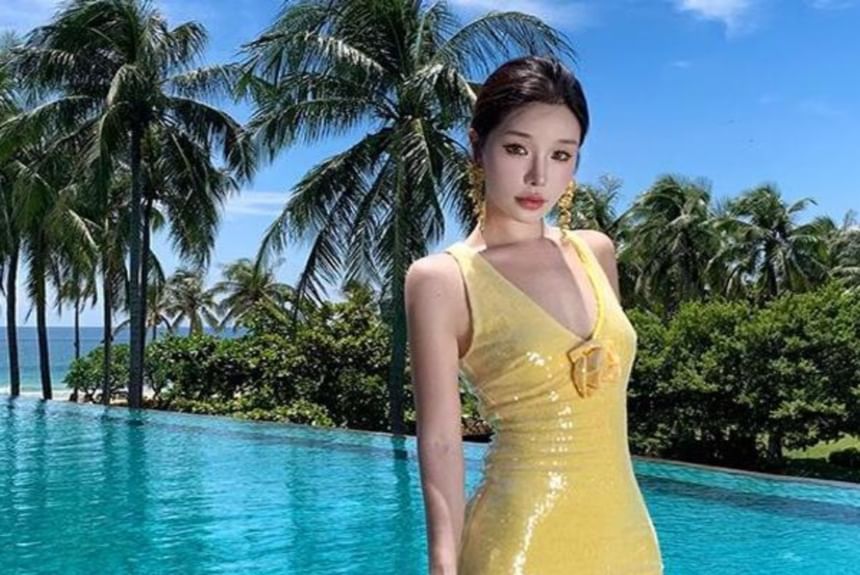 Gown Plain V-Neck Evening Sleeveless Sequin Sheath