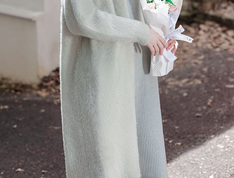 Open Front Plain Long Cardigan