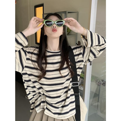 Long-Sleeve Crewneck Striped Tee