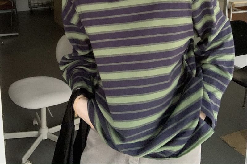 Long-Sleeve Crewneck Striped Tee