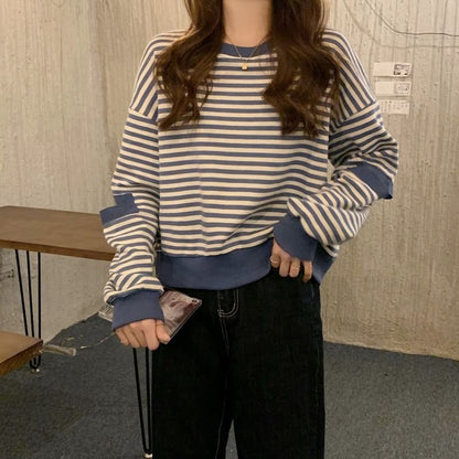 Crewneck Striped Cutout Pullover