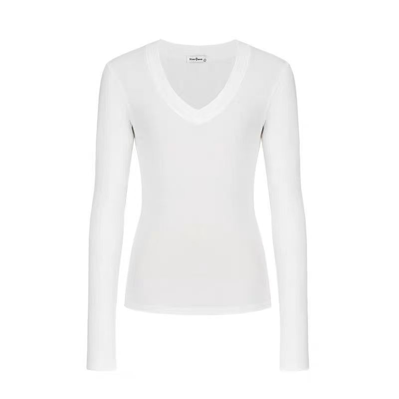 Long-Sleeve V-Neck Plain T-Shirt