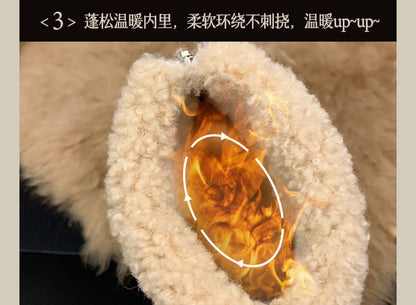 Fluffy Trim Platform Ankle Boots