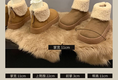Fluffy Trim Platform Ankle Boots