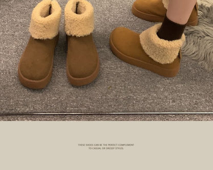 Fluffy Trim Platform Ankle Boots