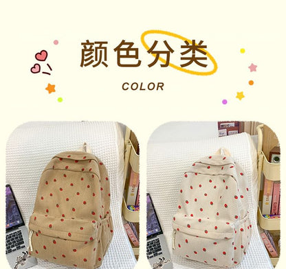 Strawberry Backpack Multi-Pocket Print