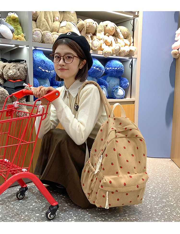 Strawberry Backpack Multi-Pocket Print