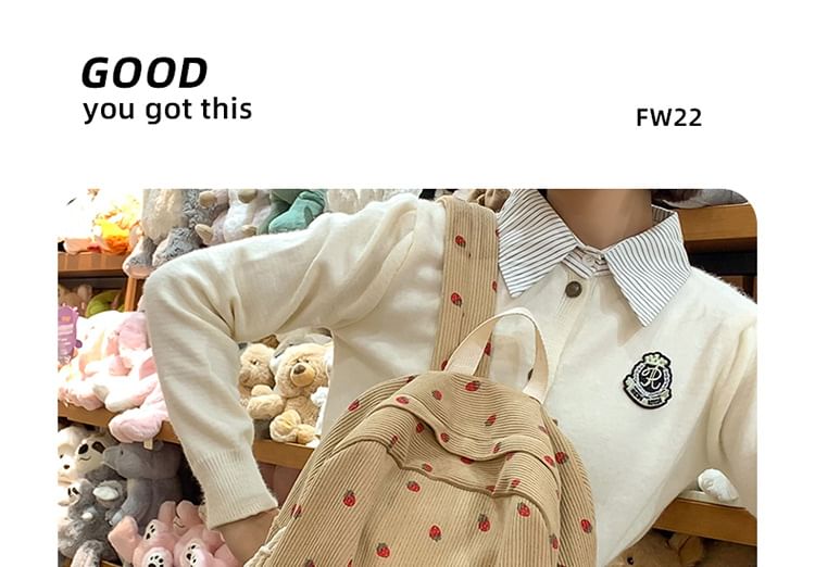 Strawberry Backpack Multi-Pocket Print