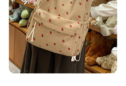 Strawberry Backpack Multi-Pocket Print
