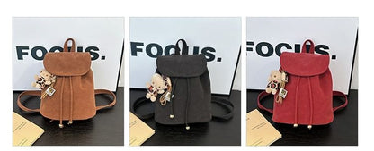 Suede Backpack Faux Flap