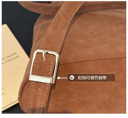 Suede Backpack Faux Flap