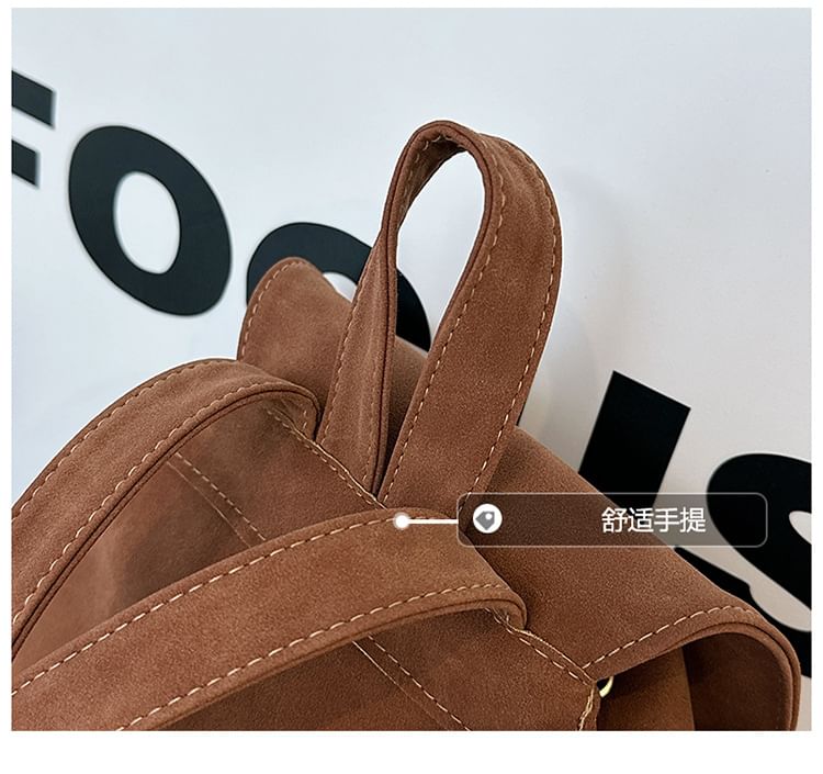 Suede Backpack Faux Flap
