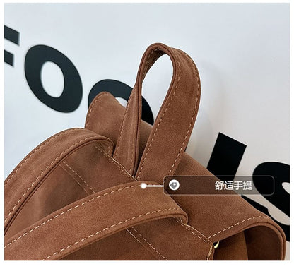 Suede Backpack Faux Flap