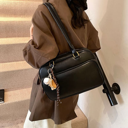 Faux Leather Bowler Bag