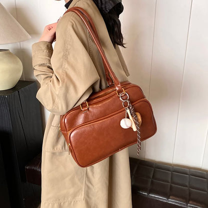 Faux Leather Bowler Bag