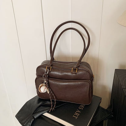 Faux Leather Bowler Bag