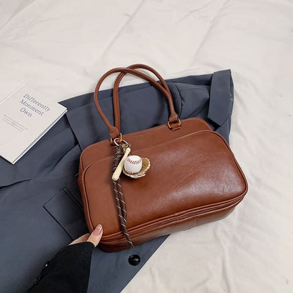 Faux Leather Bowler Bag