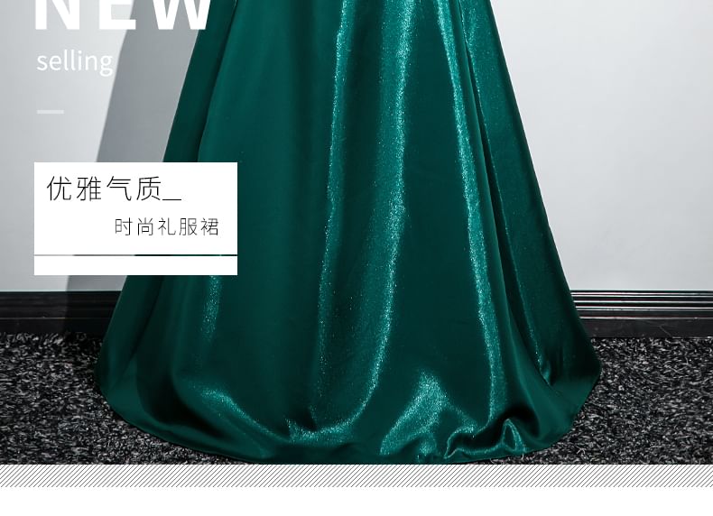 Plain Flower Ruched A-Line Tube Evening Gown