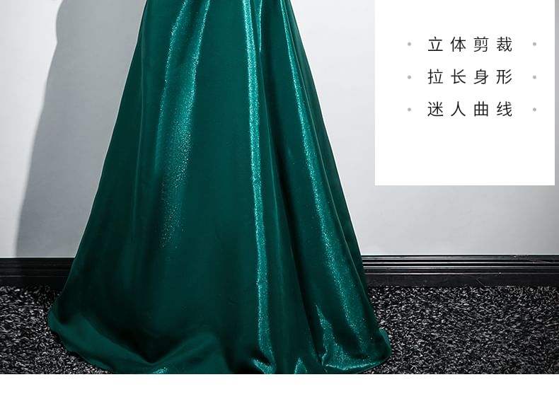 Plain Flower Ruched A-Line Tube Evening Gown