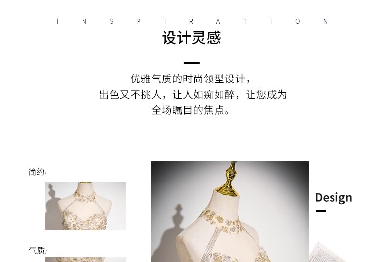 Sleeveless Mandarin Collar Sequin Patterned Mesh A-Line Evening Gown