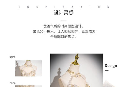 Sleeveless Mandarin Collar Sequin Patterned Mesh A-Line Evening Gown