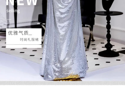 Shoulder A-Line Sleeve Puff Gown Evening Off Ruched Sequin Metallic