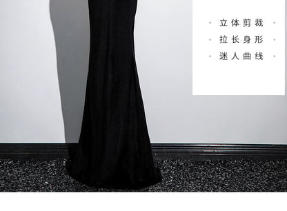 Trumpet Cold Panel Evening Gown Mesh Sleeveless Ruched Sequin Shoulder