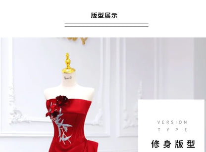 A-Line Tube Floral Detail Evening Gown Embroidered Ruched