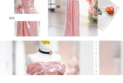 Gown Plain Ruched Off Evening Sleeveless A-Line Shoulder