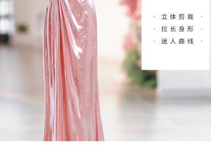 Gown Plain Ruched Off Evening Sleeveless A-Line Shoulder