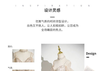 Evening Strap Patterned Beaded A-Line Spaghetti Gown