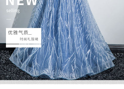 Neck Evening Mesh Sleeveless Patterned A-Line Mock Beaded Gown