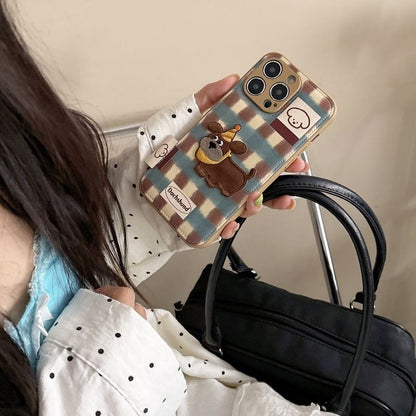 Dog Applique Faux Leather Phone Case