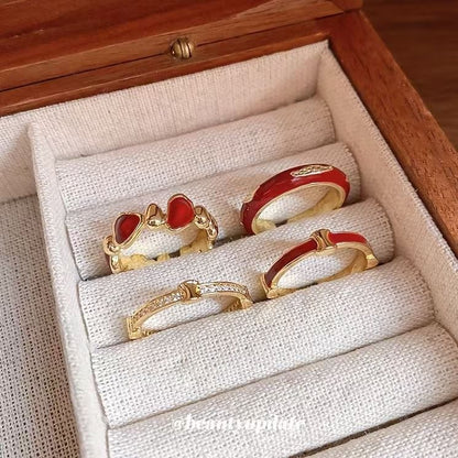 Rhinestone / Geometry Ring Open