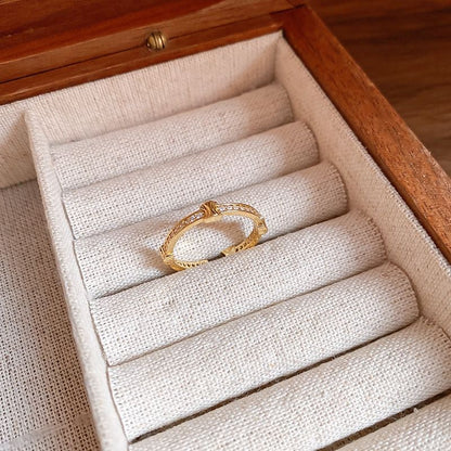 Rhinestone / Geometry Ring Open