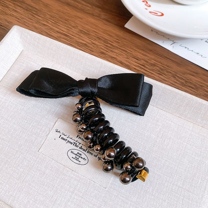 Hair Bow Pearl Faux Tie