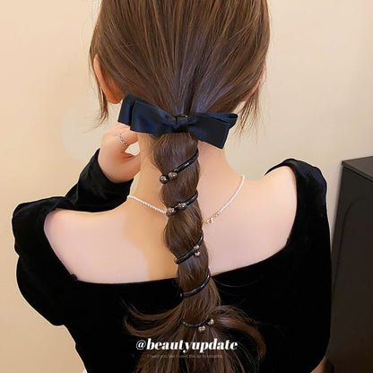 Hair Bow Pearl Faux Tie