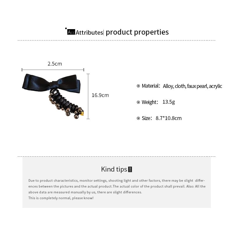 Hair Bow Pearl Faux Tie