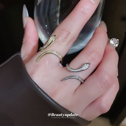 Snake Rhinestone Open Ring