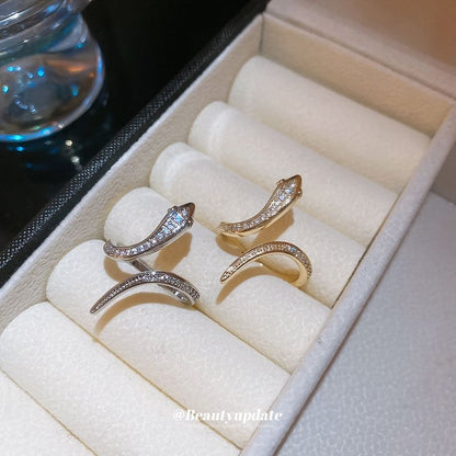 Snake Rhinestone Open Ring