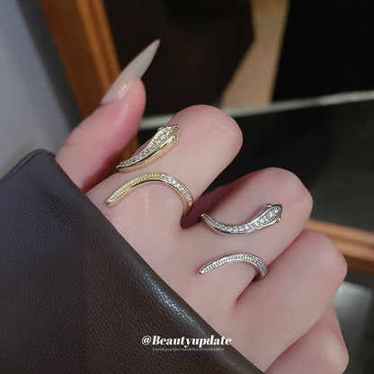 Snake Rhinestone Open Ring