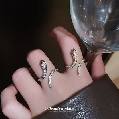 Snake Rhinestone Open Ring