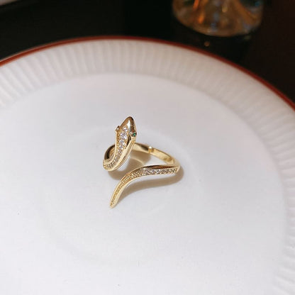 Snake Rhinestone Open Ring