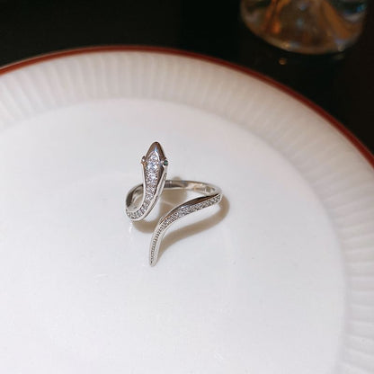 Snake Rhinestone Open Ring