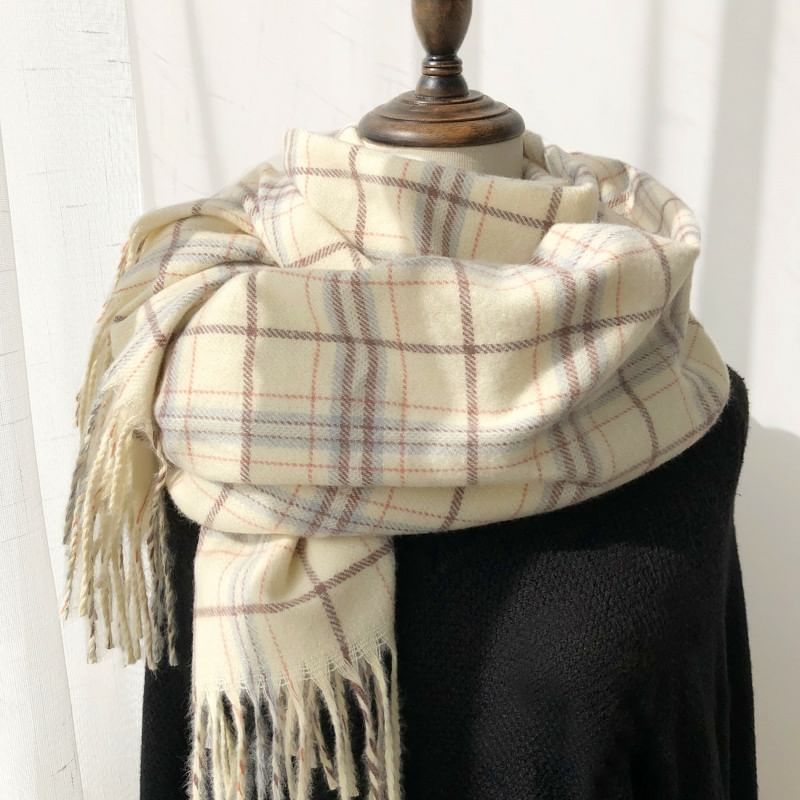 Plaid Fringe Scarf