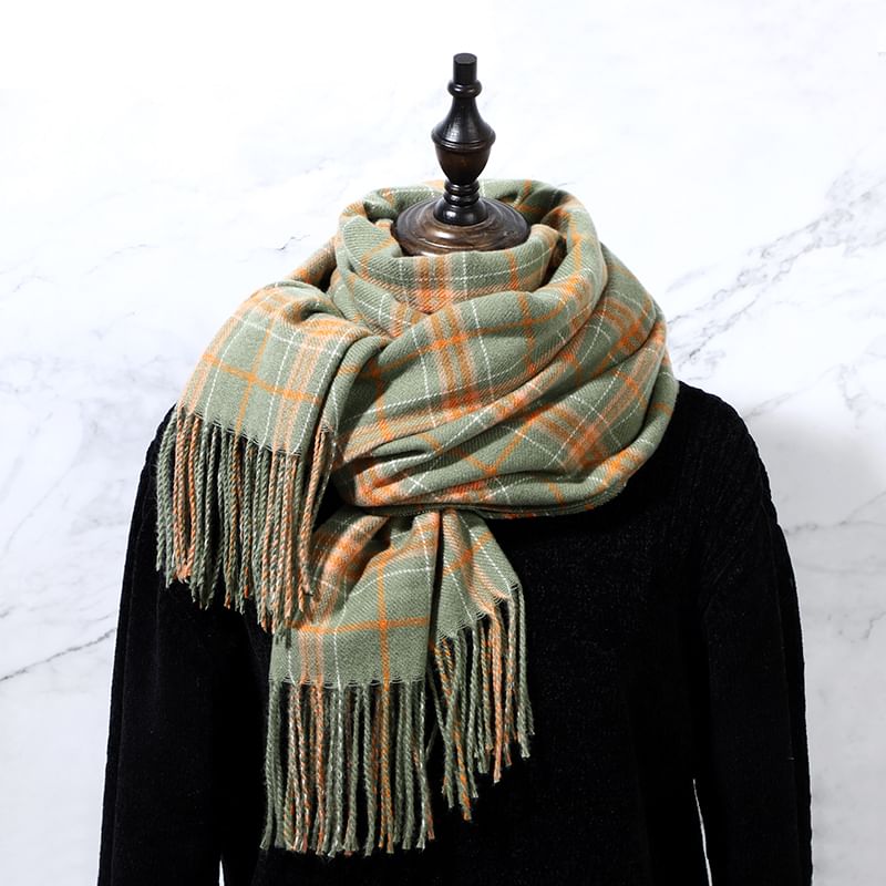 Plaid Fringe Scarf