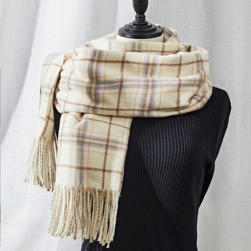 Plaid Fringe Scarf