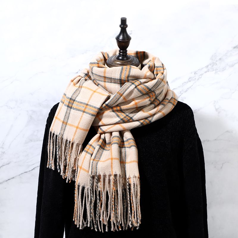 Plaid Fringe Scarf