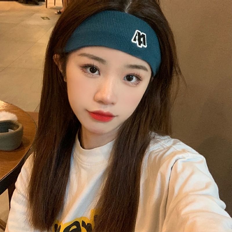 Lettering Embroidered Knit Headband