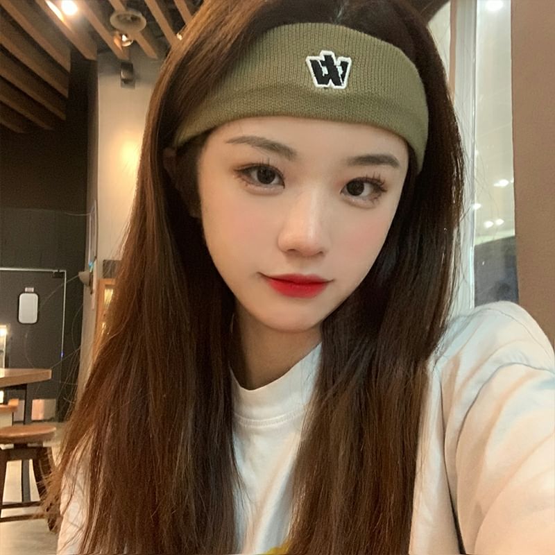 Lettering Embroidered Knit Headband